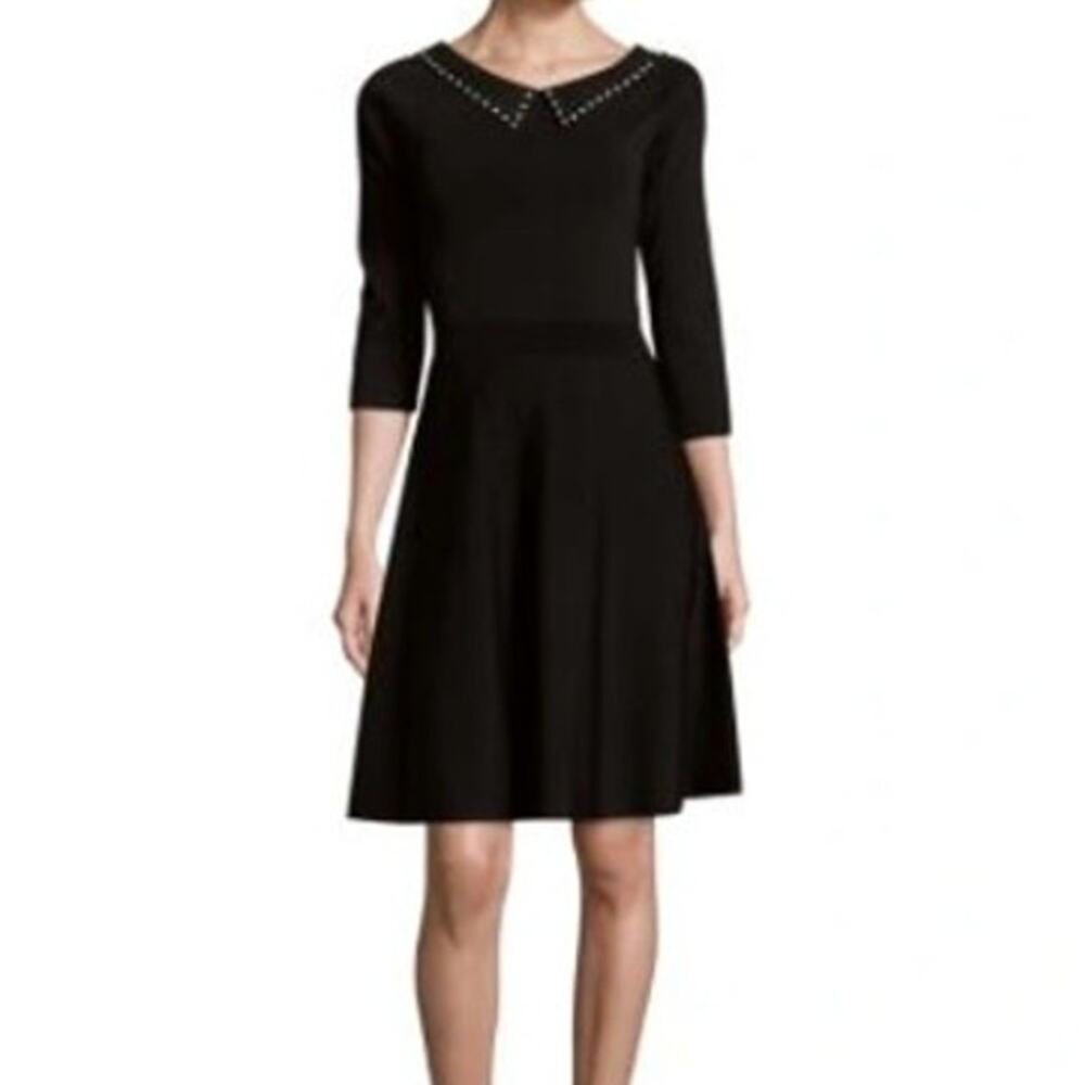 Sandro Black Mini Dress with Studded Neckline